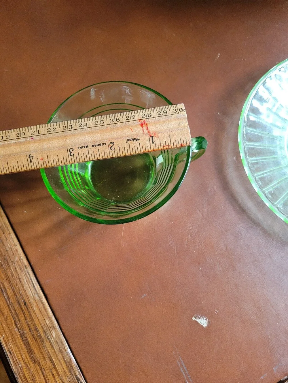 Uranium Glass Vintage Tea Cup Saucer Set Green Depression Glass